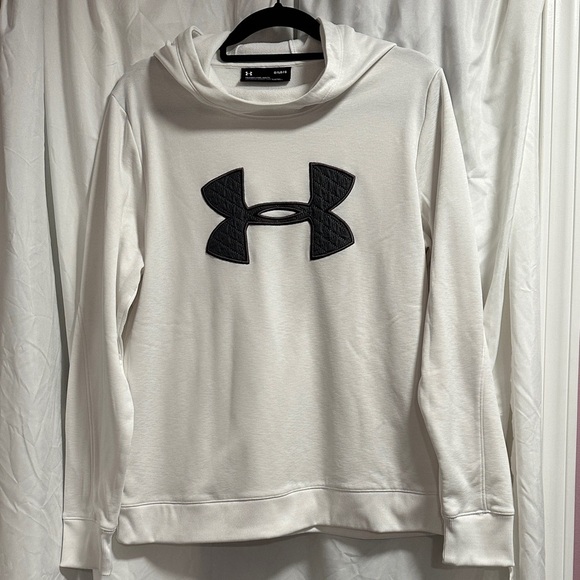 Under Armour Tops - Under Armour Cream Hoodie with Black Emblem